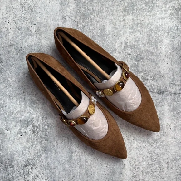 Veronica Beard Selene Charms Pointed Toe Flat 9 - Picture 2 of 6